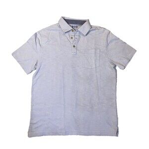 Izod Polo Shirt Mens M Medium Blue Golf Beach Pull Over Short Sleeve Denim trim